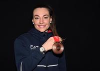 MALPENSA ITALY - 
20 FEBBRAIO 2022: 
Arrivo di Wierer Dorothea da Pechino dopo aver conquistato il Bronzo Olimpico nella gara sprint


