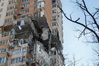 epaselect epa09785969 Damages at a high-rise apartment block which was hit by shelling in Kiev, Ukraine, 26 February 2022. Russian President Vladimir Putin announced a 'special military operation' in the Donbass with the aim, as he put it, of demilitarizing and denazifying Ukraine, as well as bringing to justice those who committed numerous bloody crimes against civilians. Martial law has been introduced in Ukraine, explosions are heard in many cities, including Kiev.  EPA/SERGEY DOLZHENKO